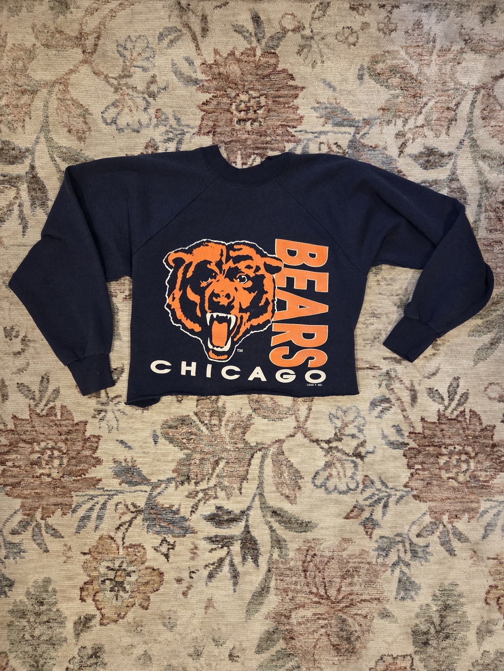 Chicago Bears Vintage Cropped Navy Blue Crewneck Sweatshirt